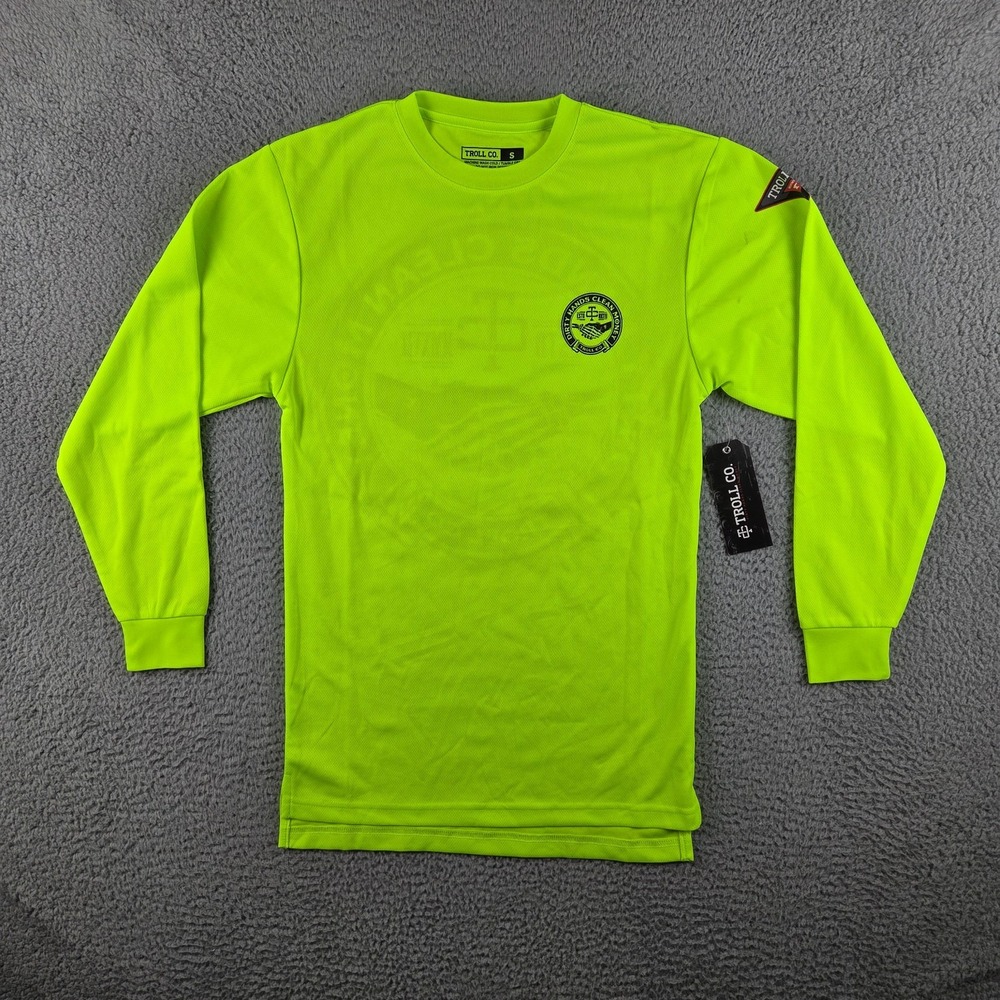 Troll Co Shirt Mens Small‎ Long Sleeve Hi Vis Dirty Hands Clean Money Graphic